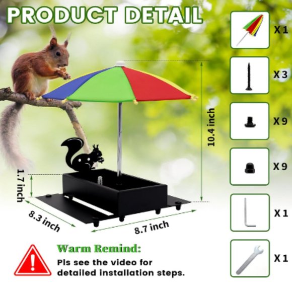 Squirrel & Chipmunk Miniature Metal Picnic Table w/Corn Cob Holder & Umbrella - Picture 2 of 12
